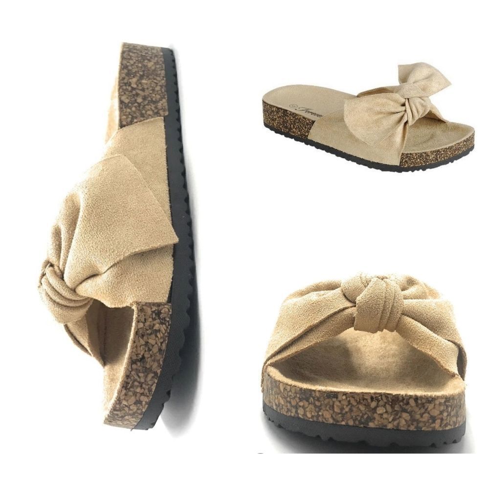 Plush Sandle Slides with Bows